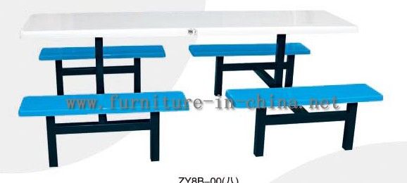 广东玻璃钢快餐桌椅 - 八人位带四条凳